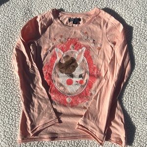 NWOT GapKids long sleeve light weight peach shirt with lama/sparkles in front